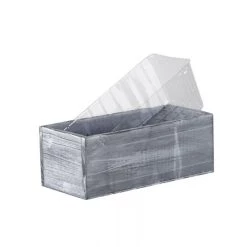 Vase Market Wood Rectangle White Planter Box W/ Plastic Liner H-4" Open-10"x5" (Multiple Packing) -vasemark Shop 2