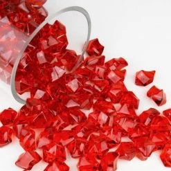 Vase Market 12 Lbs Acrylic Ice Rock Crystal 1" Red Clear Vase Fillers , Available In 24 Lbs -vasemark Shop acrylic ice rocks vfac002r