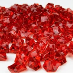 Vase Market 12 Lbs Acrylic Ice Rock Crystal 1" Red Clear Vase Fillers , Available In 24 Lbs -vasemark Shop acrylic ice rocks vfac002r 3