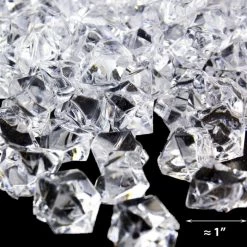 Vase Market 12 Lbs Acrylic Ice Rock Crystal 1" Large Clear Vase Fillers , Available In 24 Lbs -vasemark Shop acrylic plastic rocks vfac002 size