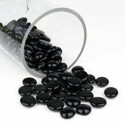 Vase Market 18 Lbs Vase Filler Glass Flat 0.6" Aquarium Gemstones Black, Available In 28 Lbs -vasemark Shop black glass flat marbles ggm001bk 3 1