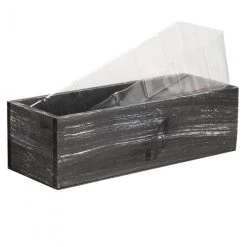 Vase Market Wood Rectangle Planter Box W/ Plastic Liner H-4" Open-13" X 5" (Multiple Packing) -vasemark Shop black wood planter box wpcb051304 bk 02 1000