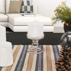 Vase Market Glass Candle Holder H-3.75" D-3.25" Bubble Pillar Taper Candlestick (Multiple Packing) -vasemark Shop bubble glass pillar taper candle holder gch201 04 lifestyle 01 3 1