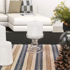 Vase Market Glass Candle Holder H-3.75" With 18" Candle Chimney Sleeves, Pack Of 12 Sets (24 Pcs) -vasemark Shop bubble glass pillar taper candle holder gch201 04 lifestyle 01 3 1 2