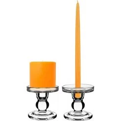 Vase Market Glass Candle Holder H-3.75" D-3.25" Bubble Pillar Taper Candlestick (Multiple Packing)