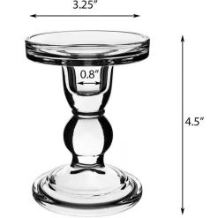 Vase Market Glass Candle Holder H-4.5" D-3.25" Bubble Pillar Taper Candlestick (Multiple Packing) -vasemark Shop bubble glass pillar taper candle holder gch201 05 2 1 1
