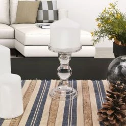 Vase Market Glass Candle Holder H-5.5" D-3.25" Bubble Pillar Taper Candlestick (Multiple Packing) -vasemark Shop bubble glass pillar taper candle holder gch201 06 lifestyle 01 1