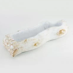 Vase Market Ceramic Log Planter. H-3", White