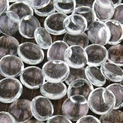 Vase Market 18 Lbs Vase Filler Glass Flat 0.6" Aquarium Gemstones Clear, Available In 28 Lbs -vasemark Shop clear glass flat marbles ggm001 2 1