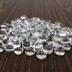 Vase Market 18 Lbs Vase Filler Glass Flat 0.6" Aquarium Gemstones Clear, Available In 28 Lbs -vasemark Shop clear glass flat marbles ggm001 3 1