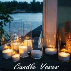 Vase Market Glass Tall Cylinder Vase. H-14", D-4" Wedding Centerpiece (Multiple Packing) -vasemark Shop clear glass cylinder vase gcy010 09 d cndl 4