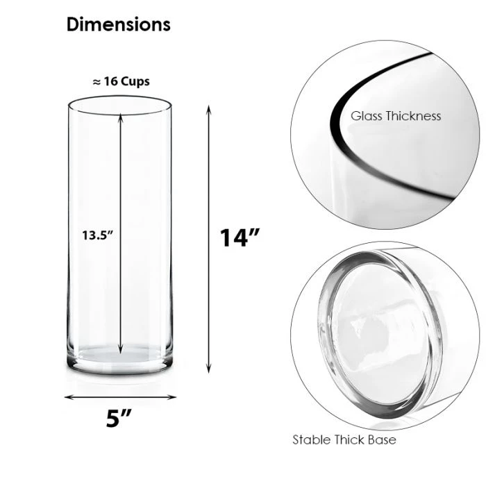 Vase Market Glass Cylinder Vase. H-14", D-5" Wedding Centerpieces (Multiple Packing) 2 Vase Market Glass Cylinder Vase. H-14", D-5" Wedding Centerpieces (Multiple Packing) - Image 2