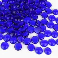 Vase Market 18 Lbs Vase Filler Glass Flat 0.6" Aquarium Gemstones Cobalt Blue, Available In 28 Lbs -vasemark Shop cobalt blue glass flat marbles ggm001b 2 1