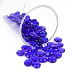 Vase Market 18 Lbs Vase Filler Glass Flat 0.6" Aquarium Gemstones Cobalt Blue, Available In 28 Lbs -vasemark Shop cobalt blue glass flat marbles ggm001b 3 1