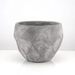 Vase Market Concrete Industrial Look Planter With Liner. H-6.5" D-7.75"