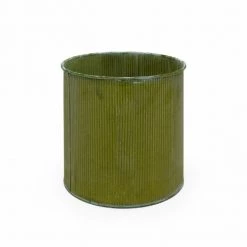 Vase Market Corrugated Zinc Metal Moss Cylinder Planter Pot, H-7" D-7" (Multiple Packing) -vasemark Shop corrugated metal planters zacy070707 1