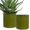 Vase Market Corrugated Zinc Metal Moss Cylinder Planter Pot, H-7" D-7" (Multiple Packing)