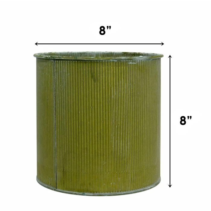 Vase Market Corrugated Zinc Metal Moss Cylinder Planter Pot, H-8" D-8" (Multiple Packing) 2 Vase Market Corrugated Zinc Metal Moss Cylinder Planter Pot, H-8" D-8" (Multiple Packing) - Image 2