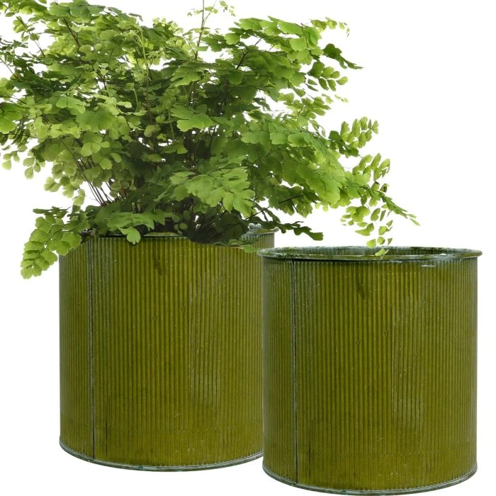 Vase Market Corrugated Zinc Metal Moss Cylinder Planter Pot, H-8" D-8" (Multiple Packing) 1 Vase Market Corrugated Zinc Metal Moss Cylinder Planter Pot, H-8" D-8" (Multiple Packing)