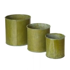 Vase Market Planter Ridged Rustic Zinc Cylinder Set Of 3. H-4", H-5", H-6" (Multiple Packing) 5 Vase Market Planter Ridged Rustic Zinc Cylinder Set Of 3. H-4", H-5", H-6" (Multiple Packing) -vasemark Shop corrugated metal pot zacy060606s3