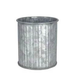 Vase Market Corrugated Planter H-3" D-3" Ridged Galvanized Zinc Cylinder (Multiple Packing) -vasemark Shop corrugated metal steel zinc planter1