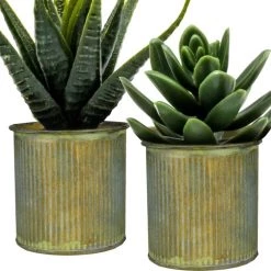 Vase Market Corrugated Zinc Metal Moss Cylinder Planter Pot, H-3" D-2.85" (Multiple Packing)