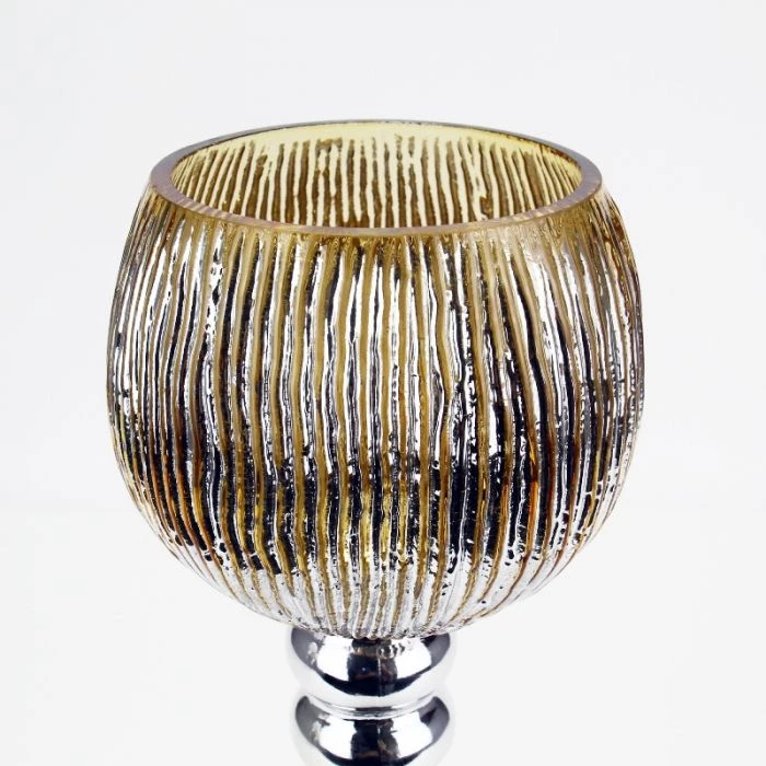 Vase Market Mercury Gold Wavy Etched Glass Candle Holder, Set Of 3 (12", 14", 16") 8 Vase Market Mercury Gold Wavy Etched Glass Candle Holder, Set Of 3 (12", 14", 16") - Image 8