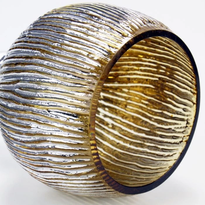 Vase Market Mercury Gold Wavy Etched Glass Candle Holder, Set Of 3 (12", 14", 16") 9 Vase Market Mercury Gold Wavy Etched Glass Candle Holder, Set Of 3 (12", 14", 16") - Image 9