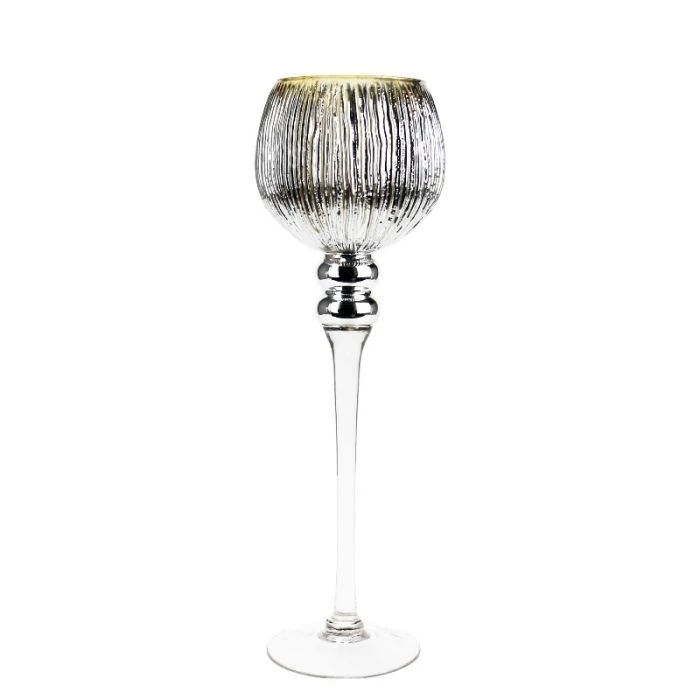 Vase Market Mercury Gold Wavy Etched Glass Candle Holder, Set Of 3 (12", 14", 16") 3 Vase Market Mercury Gold Wavy Etched Glass Candle Holder, Set Of 3 (12", 14", 16") - Image 3