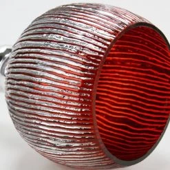 Vase Market Mercury Red Wavy Etched Glass Candle Holder, Set Of 3 (12", 14", 16") -vasemark Shop crackle mercury red candle holder gch352s3r 3