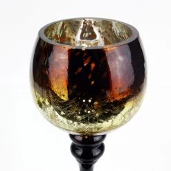 Vase Market Mercury Brown Crackle Glass Candle Holder, Set Of 3 (12", 14", 16") -vasemark Shop crackle mercury silver candle holder gch351s3br 1