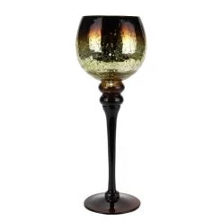 Vase Market Mercury Brown Crackle Glass Candle Holder, Set Of 3 (12", 14", 16") -vasemark Shop crackle mercury silver candle holder gch351s3br m