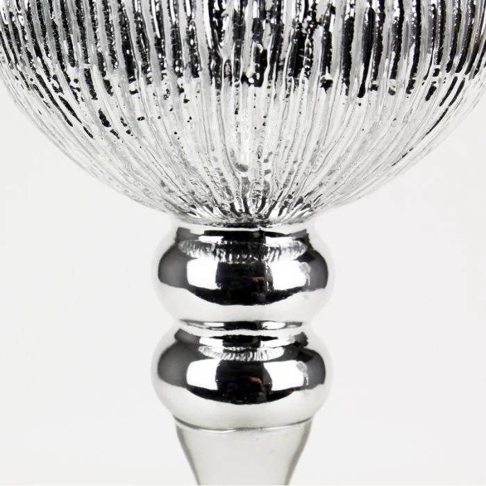 Vase Market Mercury Silver Wavy Etched Glass Candle Holder, Set Of 3 (12", 14", 16") 6 Vase Market Mercury Silver Wavy Etched Glass Candle Holder, Set Of 3 (12", 14", 16") - Image 6