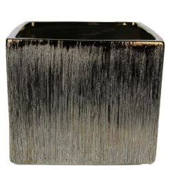 Vase Market Etched Ceramic Coffee Brown Square Vase. H-5.5" -vasemark Shop etched ceramic copper square vase cpr87co2