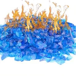 Vase Market 40 Lbs Fire Pit Glass Pebble Style Fire Glass 0.5" - 1" Aqua Blue (Approx 4 Sq. Ft)