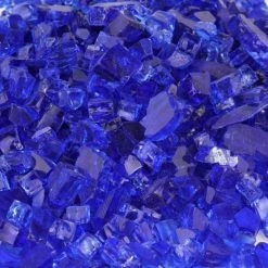 Vase Market 40 Lbs Fire Pit Glass Tempered Fire Glass 1/2" Diamond Blue (Approx 4 Sq. Ft) -vasemark Shop fire glass cobalt blue fg050 4