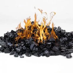 Vase Market 40 Lbs Fire Pit Glass Tempered Fire Glass 1/2" Midnight Black (Approx 4 Sq. Ft)