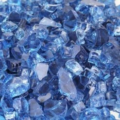 Vase Market 40 Lbs Fire Pit Glass Tempered Fire Glass 1/2" Pacific Blue (Approx 4 Sq. Ft) -vasemark Shop fire glass pacific blue fg050fb 3