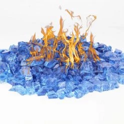 Vase Market 40 Lbs Fire Pit Glass Tempered Fire Glass 1/2" Pacific Blue (Approx 4 Sq. Ft)