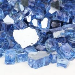 Vase Market 40 Lbs Fire Pit Glass Tempered Fire Glass 1/2" Reflective Pacific Blue (Approx 4 Sq. Ft) -vasemark Shop fire glass pacific blue fg050fb r4