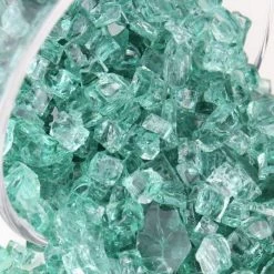 Vase Market 40 Lbs Fire Pit Glass Tempered Fire Glass 1/2" L. Green (Approx 4 Sq. Ft) -vasemark Shop fire glass reflective reflective light green fg050lg 2