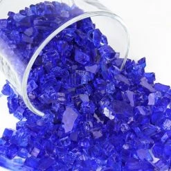 Vase Market 40 Lbs Fire Pit Glass Tempered Fire Glass 1/2" Diamond Blue (Approx 4 Sq. Ft) -vasemark Shop fire pit glass