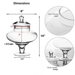 Vase Market Glass Apothecary Jars Set Of 3, H-10", 9.5", 14.75" Candy Buffet Canister -vasemark Shop gaj108 10 dim