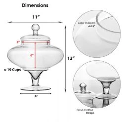 Vase Market Glass Apothecary Jar H-13.5" D-11" Candy Buffet Canister -vasemark Shop gaj108 13 dim 1