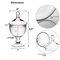 Vase Market Glass Apothecary Jar H-9.5" D-5" Candy Buffet Canister (Multiple Packing) -vasemark Shop gaj111 dim 3
