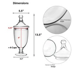 Vase Market Glass Apothecary Jars Set Of 3, H-10", 9.5", 13.5" Candy Buffet Canister -vasemark Shop gaj112 dim 3 1