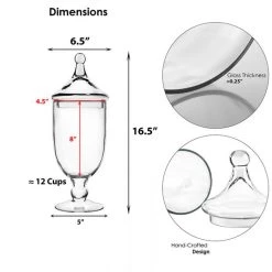 Vase Market Glass Apothecary Jars Set Of 3. H-9.5", 13.5", 16.5" Candy Buffet Canister -vasemark Shop gaj113 dim 1