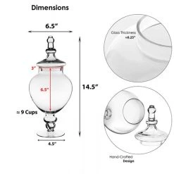 Vase Market Glass Apothecary Jars Set Of 3, H-10", 9.5", 14.75" Candy Buffet Canister -vasemark Shop gaj115 dim 1