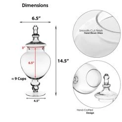 Vase Market Glass Apothecary Jars Large Set Of 3, H-16", 12.5", 10" Candy Buffet Canister -vasemark Shop gaj115 dim 1 3