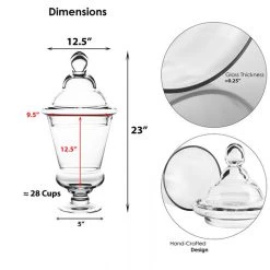 Vase Market Glass Apothecary Jar H-22.75" D-10" Large Candy Buffet Canister -vasemark Shop gaj124 dim